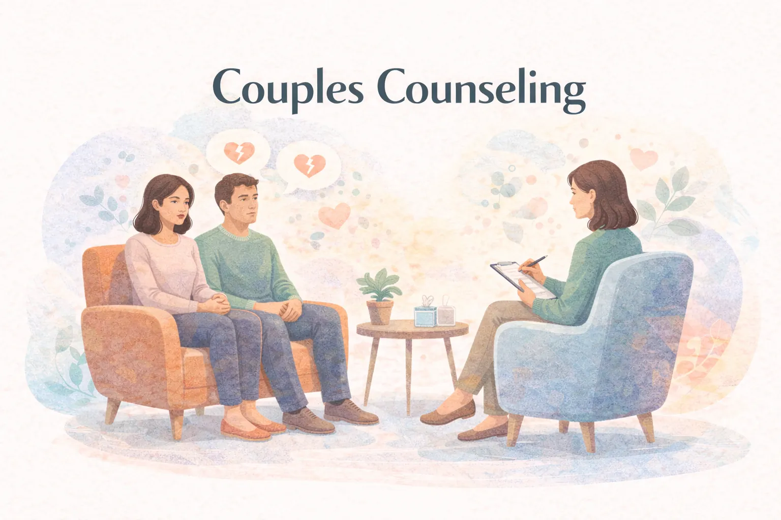 Couple in an online relationship counselling session