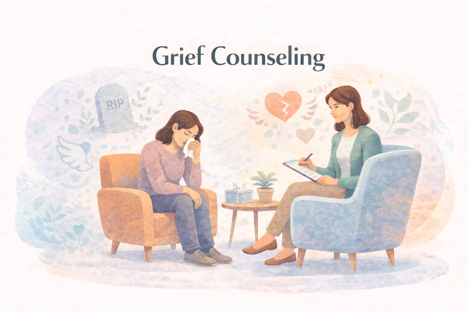 Grief counselling and bereavement support session