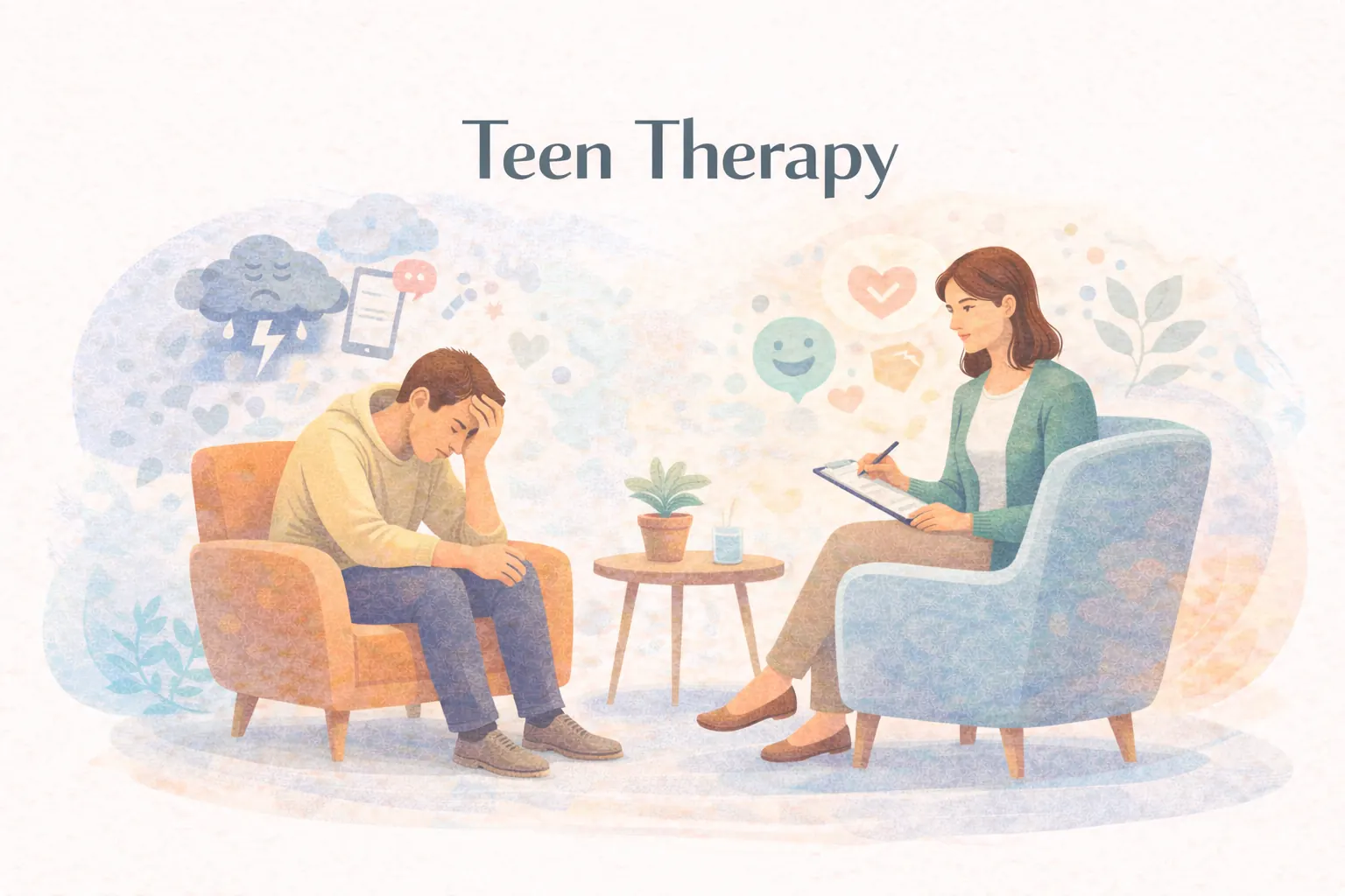Online counselling session for a teenager