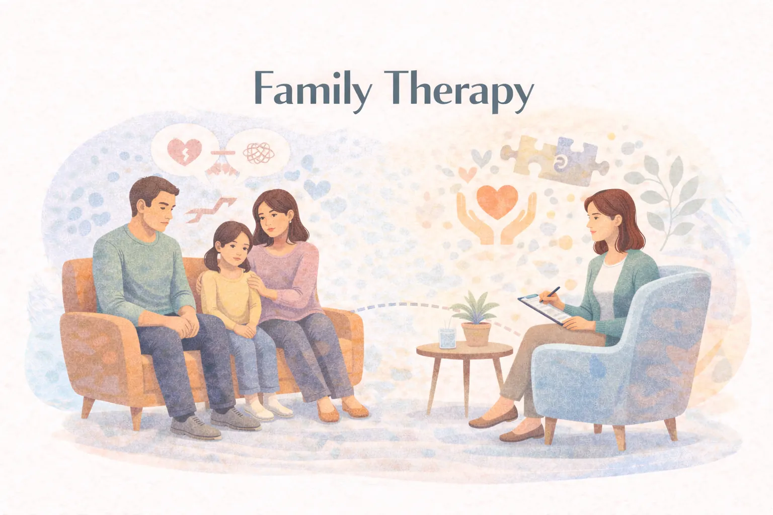 Family therapy session conducted online