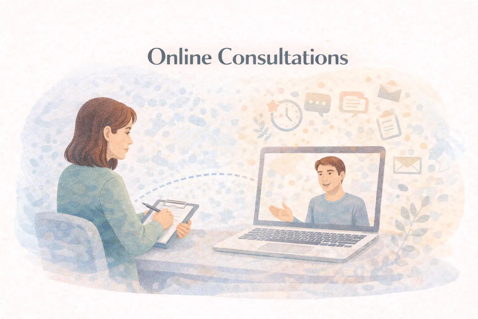 Secure online video therapy consultation